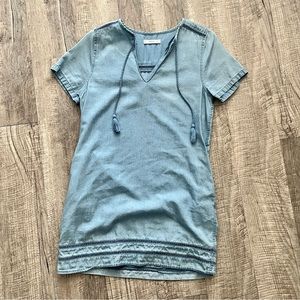 Mango Denim Lyocell Mini Shift Dress with Pockets XS